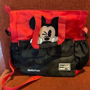 Red and Gray Tote Bag Mickey Mouse
